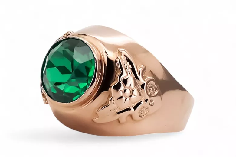 Original Vintage 14K Rose Gold Emerald Ring Vintage craft vrc078r
